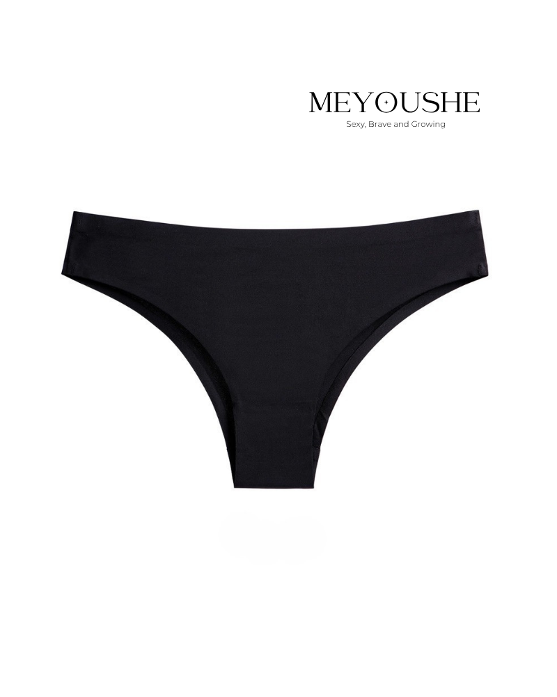 Amelina – Black Minimalist T-Back Silk Panties | Elegant Lingerie Gift