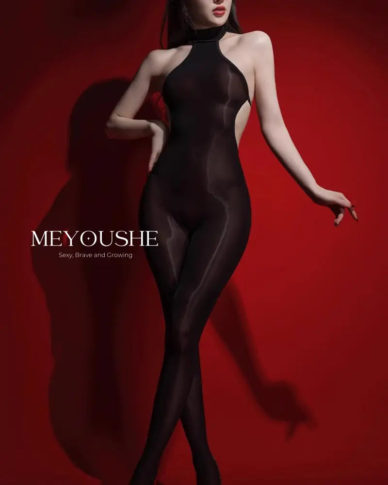 Female model showcasing Meilani sexy, stretchy lace bodysuit for intimate or everyday wear