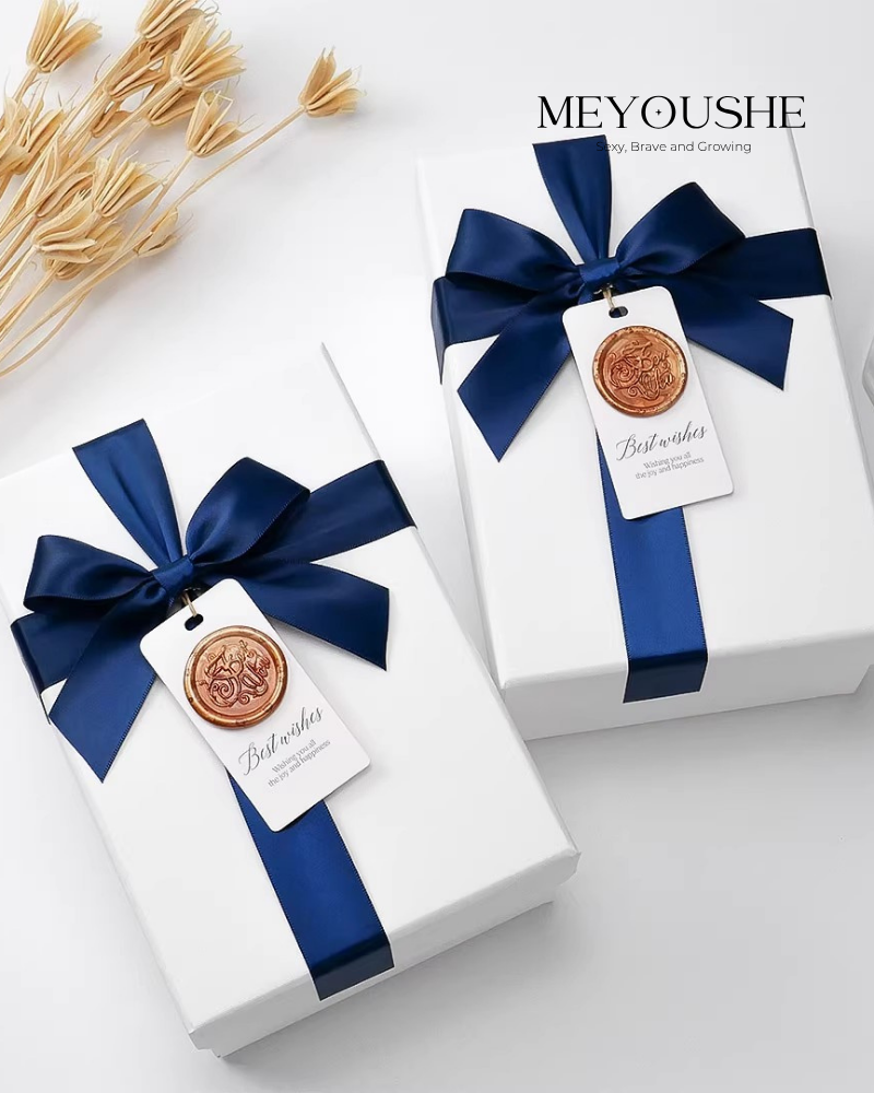 Blue & White Bow Gift Box – Elegant Wedding & Birthday Edition MEYOUSHE