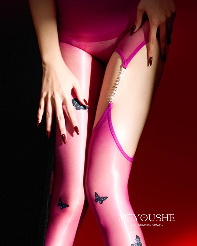 Butterfly Aurora Gloss Ultra-Sheer Garter Bodystocking | Sexy & Seductive