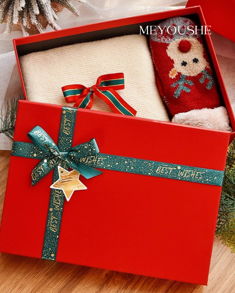 Classic Christmas Gift Box with Bow & Flip-Top Lid MEYOUSHE