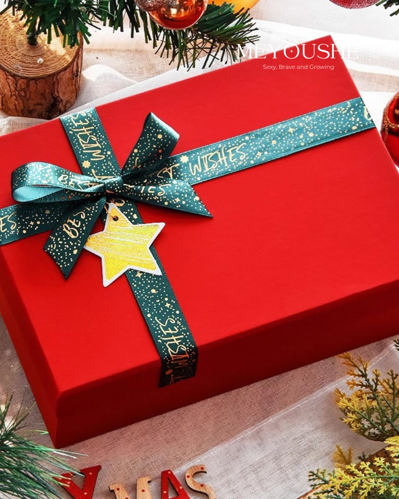 Classic Christmas Gift Box with Bow & Flip-Top Lid MEYOUSHE