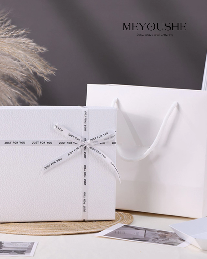 White Classic Wedding Gift Box – Bow & Lift-Off Lid MEYOUSHE