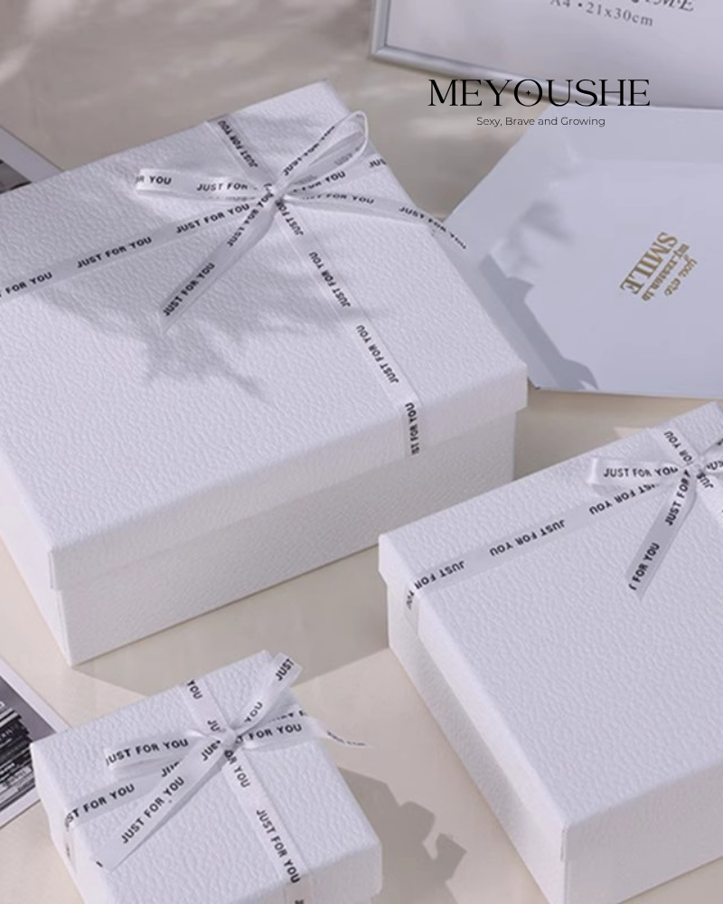 White Classic Wedding Gift Box – Bow & Lift-Off Lid MEYOUSHE