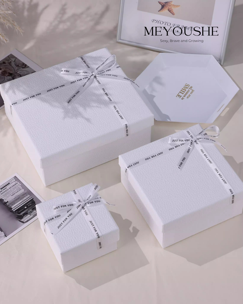 White Classic Wedding Gift Box – Bow & Lift-Off Lid MEYOUSHE