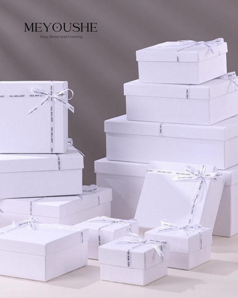 White Classic Wedding Gift Box – Bow & Lift-Off Lid MEYOUSHE
