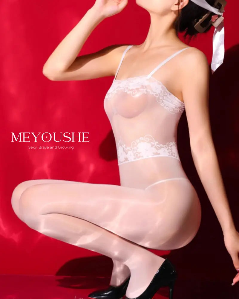 Luminara – Iridescent Lace Sheer One-Piece Bodysuit – Sexy, Stretchy & Comfortable | Closed & Crotchless MEYOUSHE