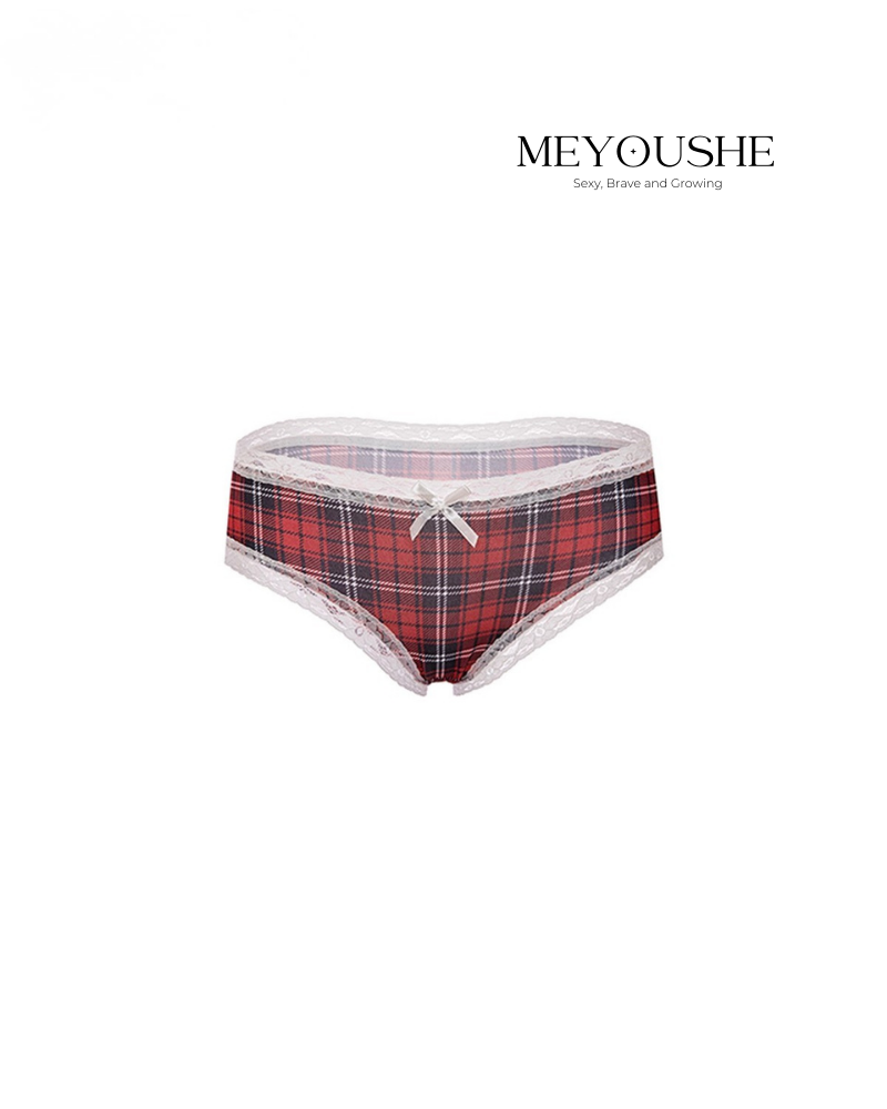 Noelia – Red Plaid Christmas Gift Panties for Women | Sexy Holiday Lingerie MEYOUSHE