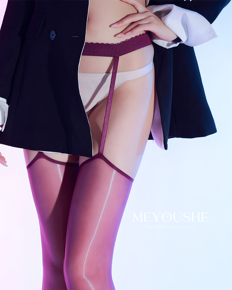 Orchid – Ultra-Sheer Glossy Minimalist Lace Thigh-High Stockings MEYOUSHE