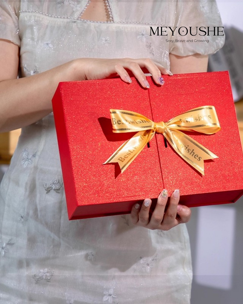 Red & Gold Bow Valentine’s Gift Box – Perfect Gift for Your Loved One MEYOUSHE