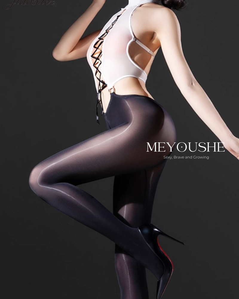 Seraphina – Cross Tie Glossy One-Piece Bodysuit – Sexy, Stretchy & Comfortable | Closed & Crotchless MEYOUSHE