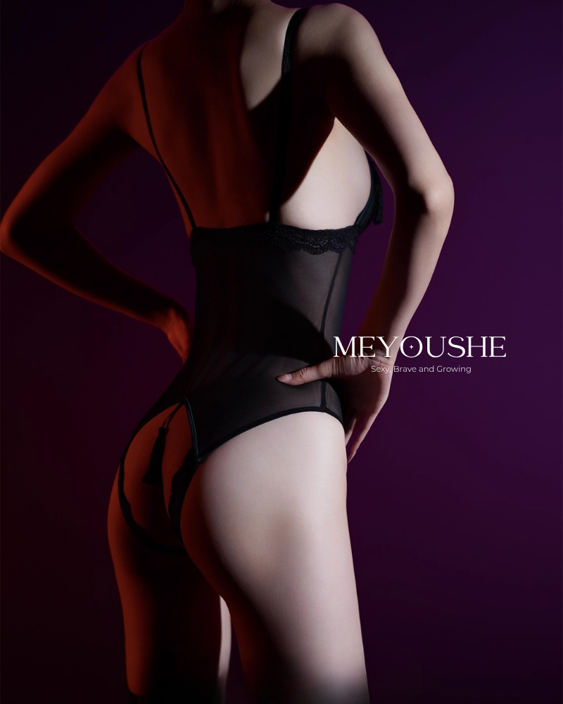 Velmira – Midnight Sheer Black Bodysuit – Sexy & Comfortable | Crotchless