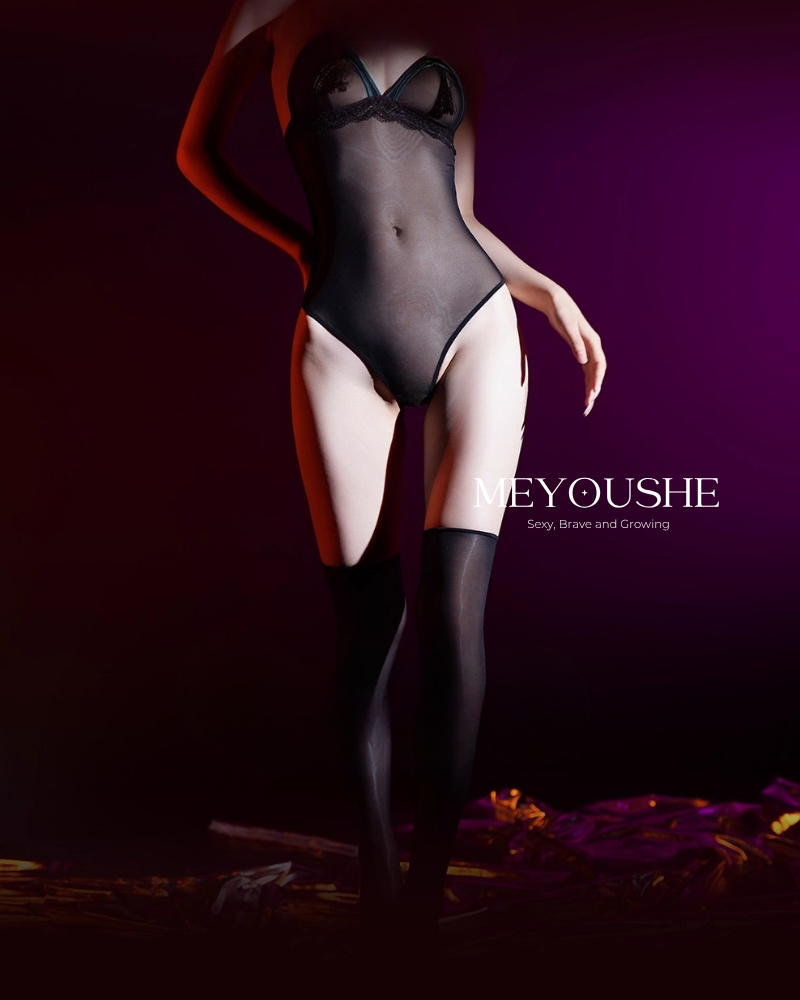 Velmira – Midnight Sheer Black Bodysuit – Sexy & Comfortable | Crotchless