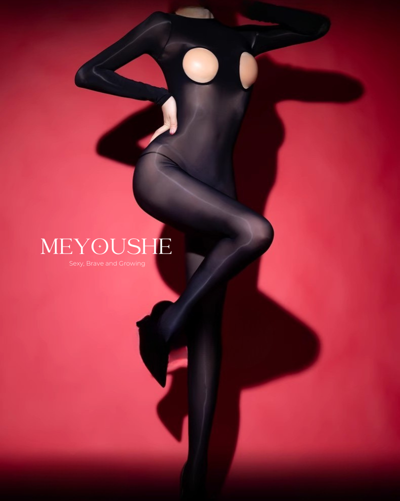 Veylina – Plunge Glossy One-Piece Bodysuit – Sexy, Stretchy & Comfortable | Closed & Crotchless MEYOUSHE