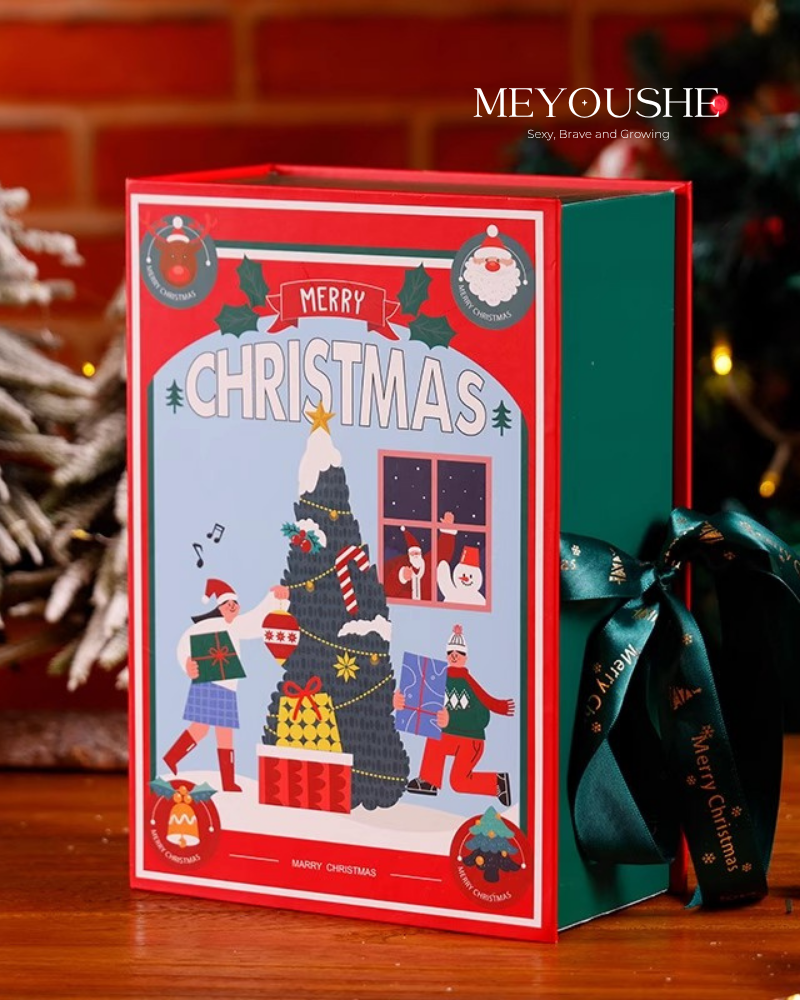 Yuletide Book-Style Gift Box – Personalized Christmas Edition MEYOUSHE