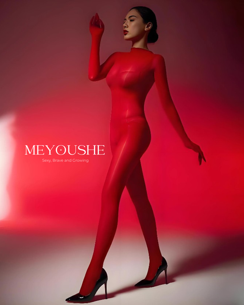 Zyphira – Full Coverage Five-Finger Glossy One-Piece Bodysuit – Sexy, Stretchy & Comfortable | Closed & Crotchless MEYOUSHE